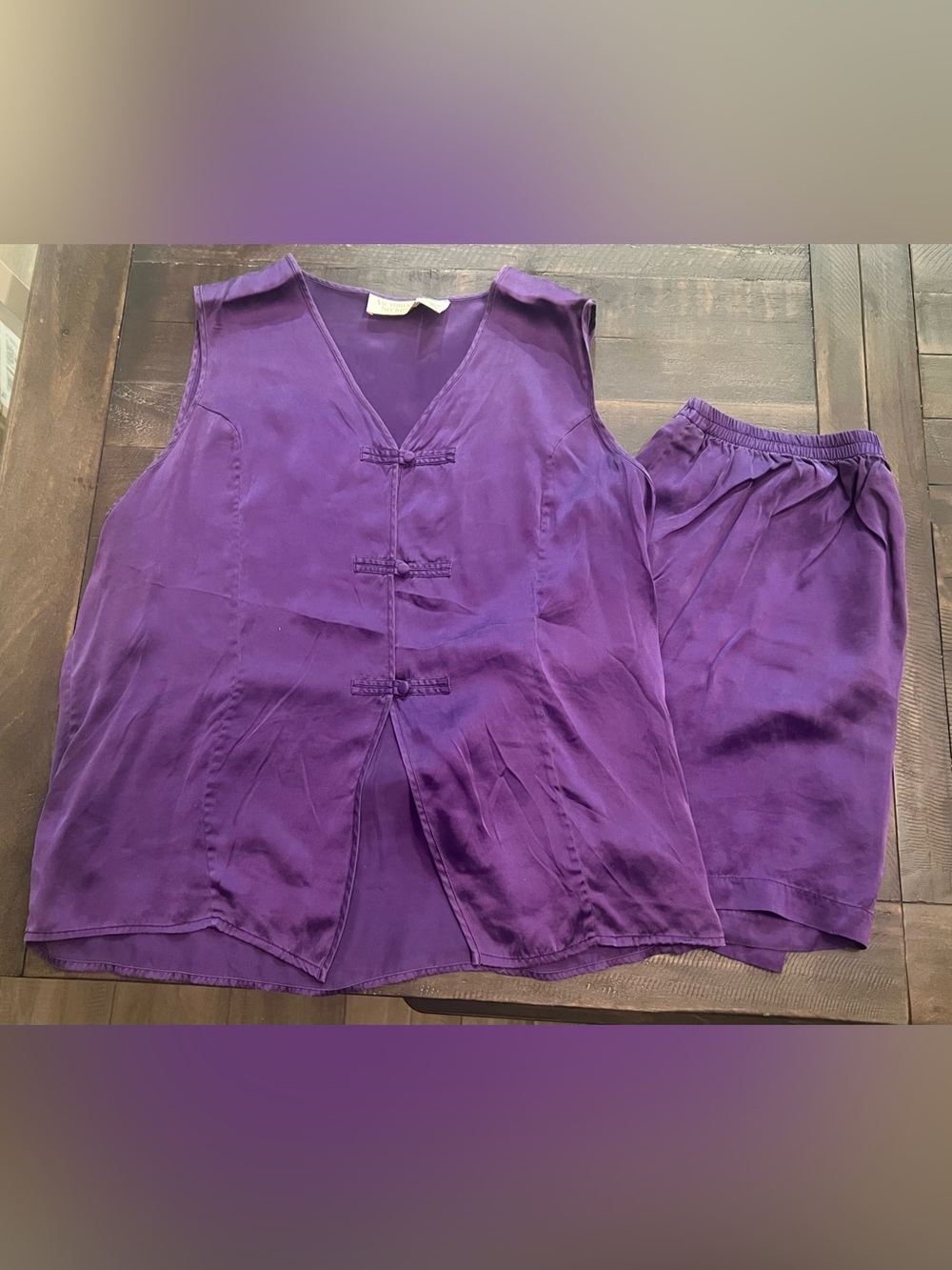 Vintage 90s Victoria's Secret Purple Silk Pajamas - top & shorts set